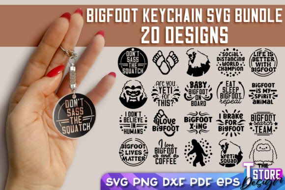 Bigfoot Keychain SVG Bundle Yeti Quotes