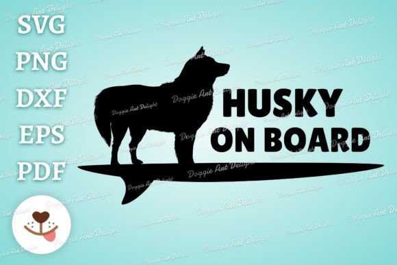 Husky on BOARD Funny Dog Car Decal SVG for Crafts and Graphics