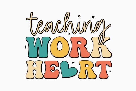 Teaching Work Heart Retro Teacher SVG for Crafts and Graphics